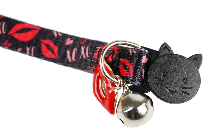 BoomBone Valentines Day Cat Collar Breakaway with Bell and Lip Charm,Puppy Collars for Small Dogs - Image 4